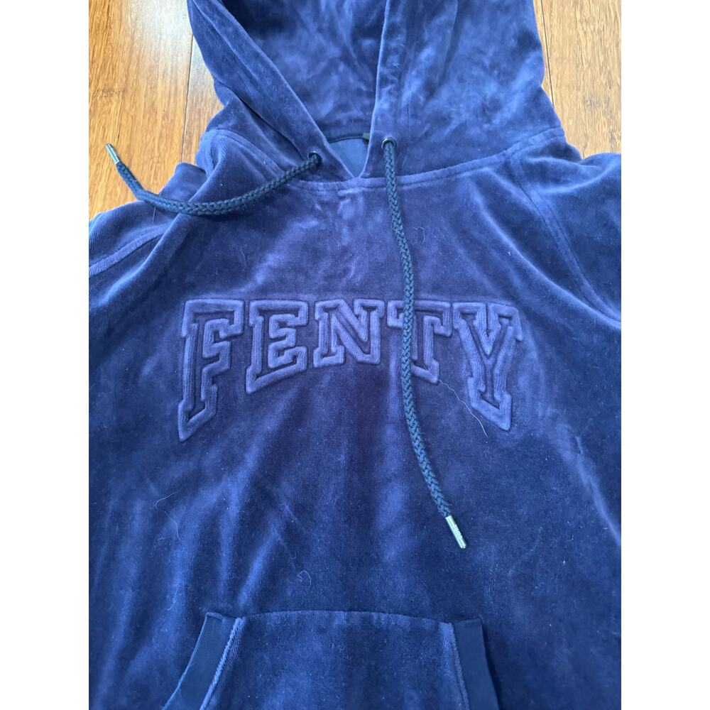 Puma x Rihanna FENTY Velvet Hoodie Purple Cropped Pullover Large